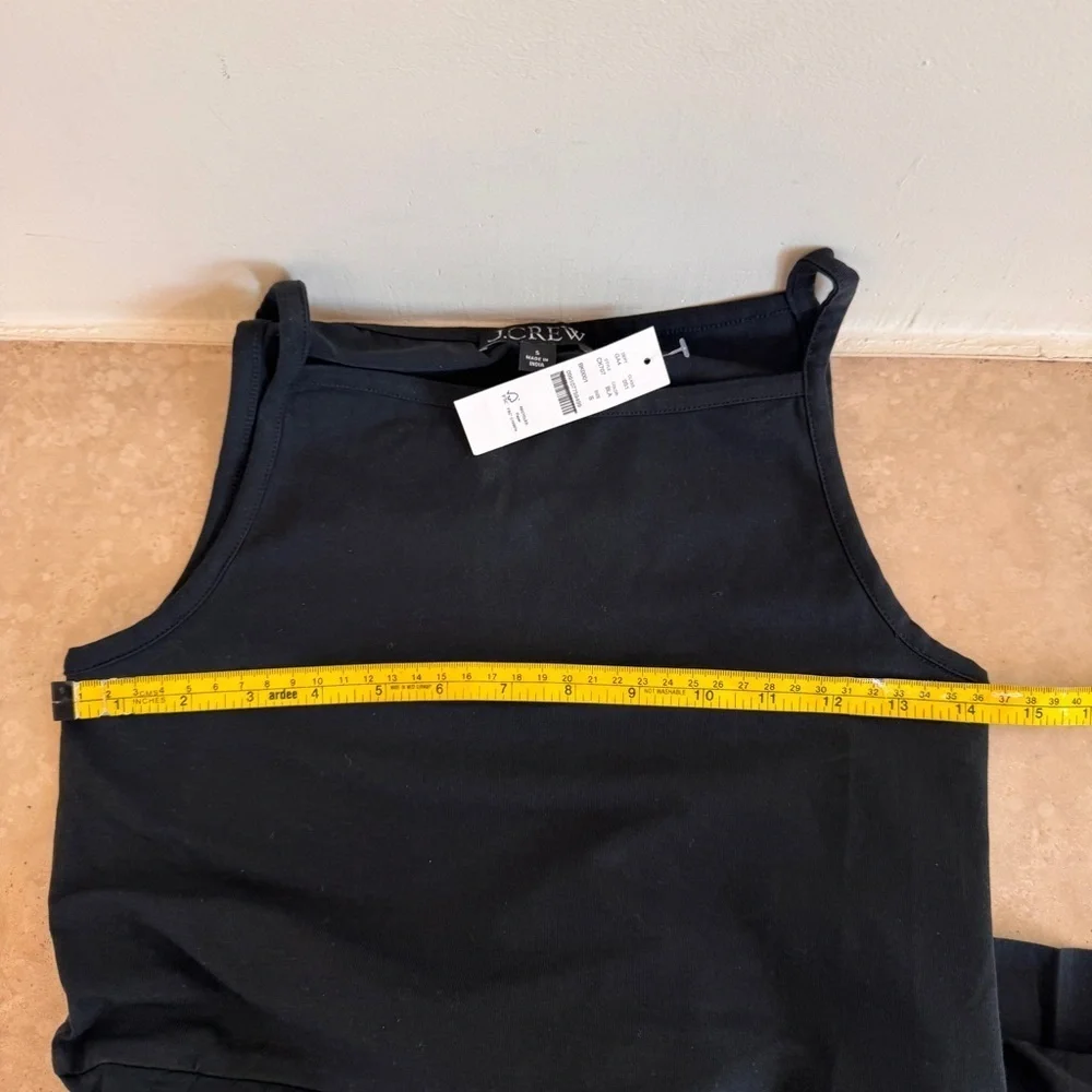 J Crew Black Sleeveless Square Neck Pintuck Mixy Dress Womens Size S